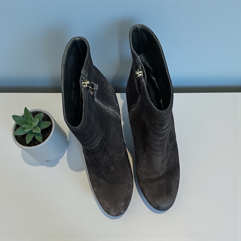 Prada Black Suede Wedge Booties | Size 8 | Classic Italian Designer Boots - Picture 5 of 6